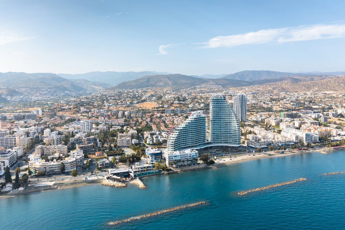 Breathtaking panoramic view of modern buildings along the Mediterranean coast