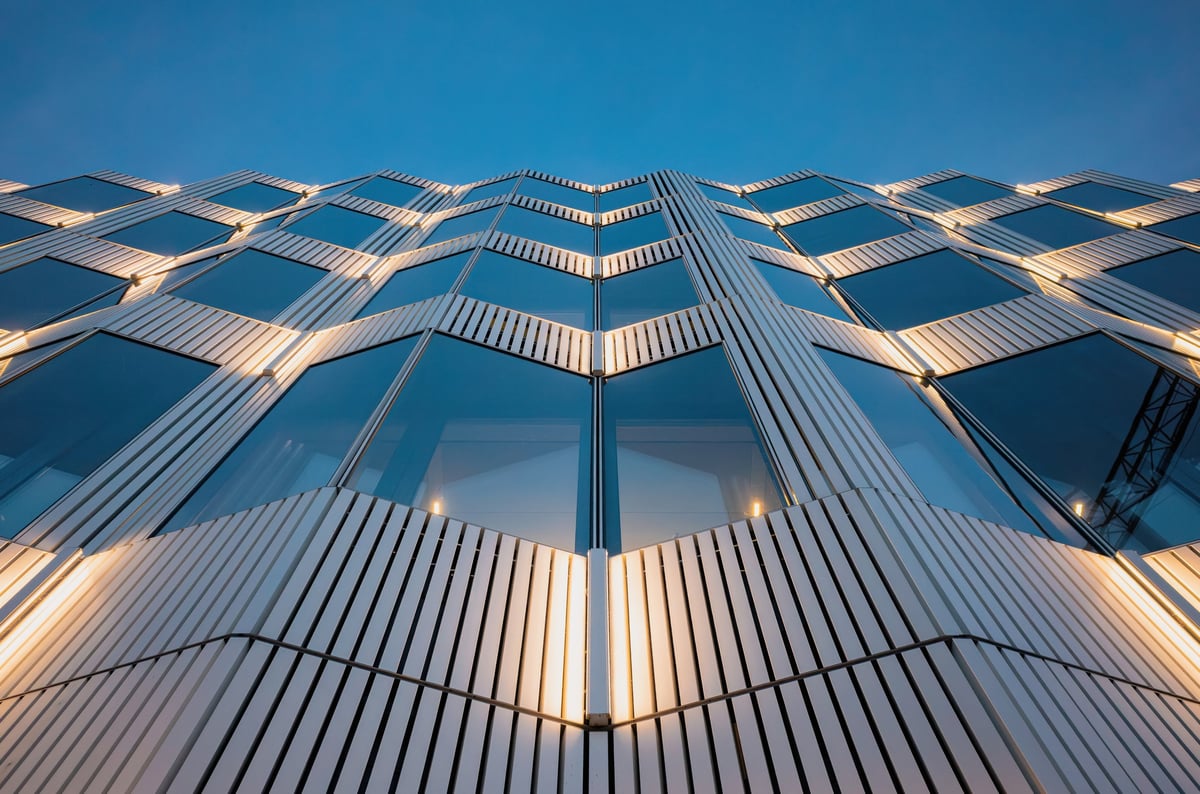 Contemporary building in the dark